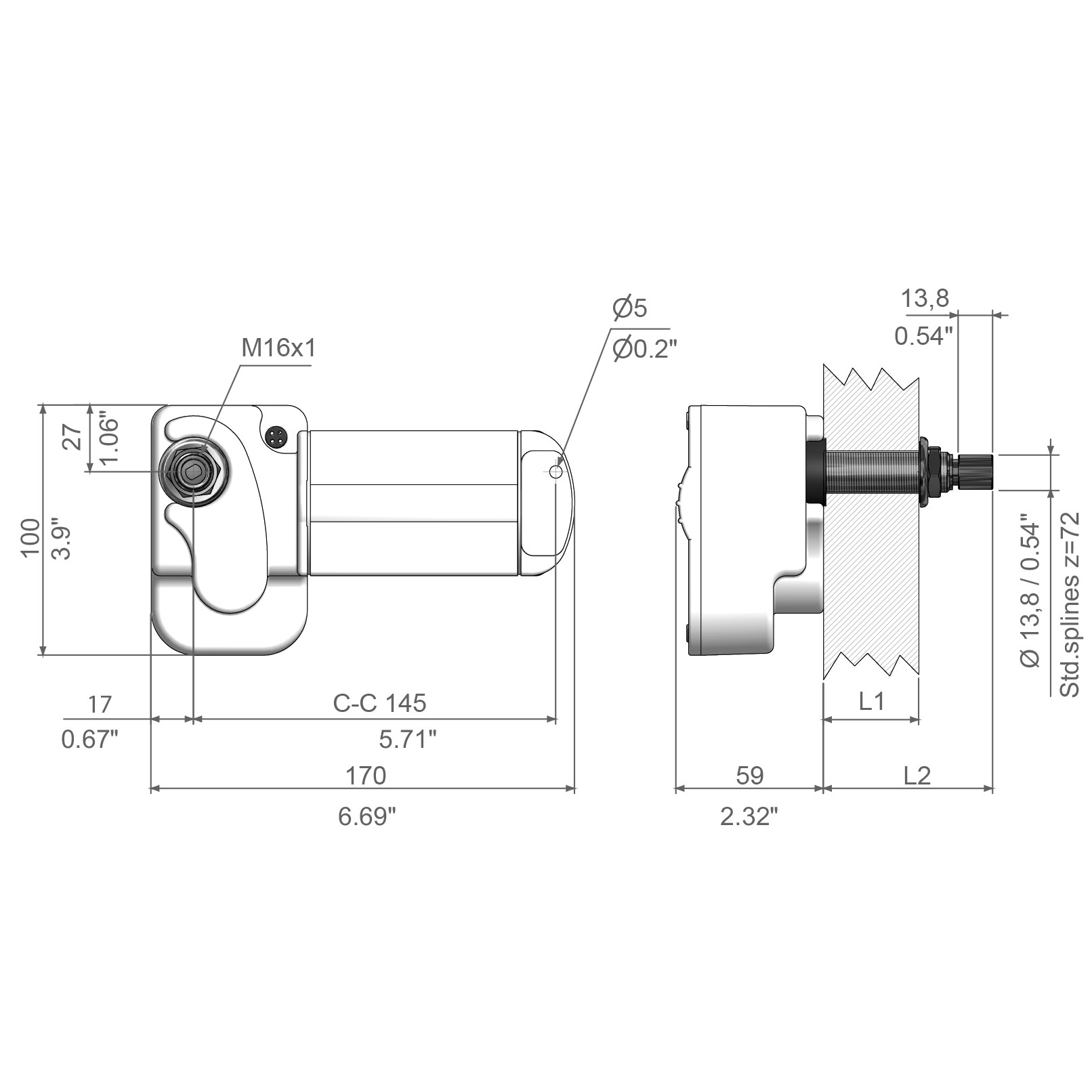 Двухскоростной привод стеклоочистителя Roca W12 533011 12 В 45-110° белый цвет
