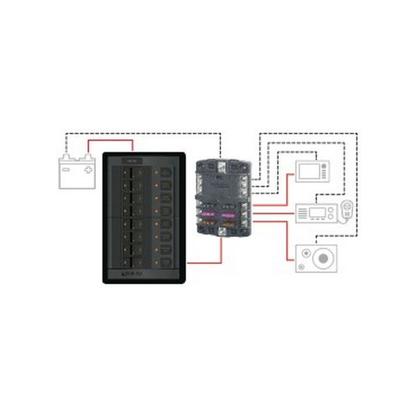 Блок предохранителей ATO/ATC Blue Sea ST-Blade 5029 32 В 30/100 А на 12 предохранителей с крышкой