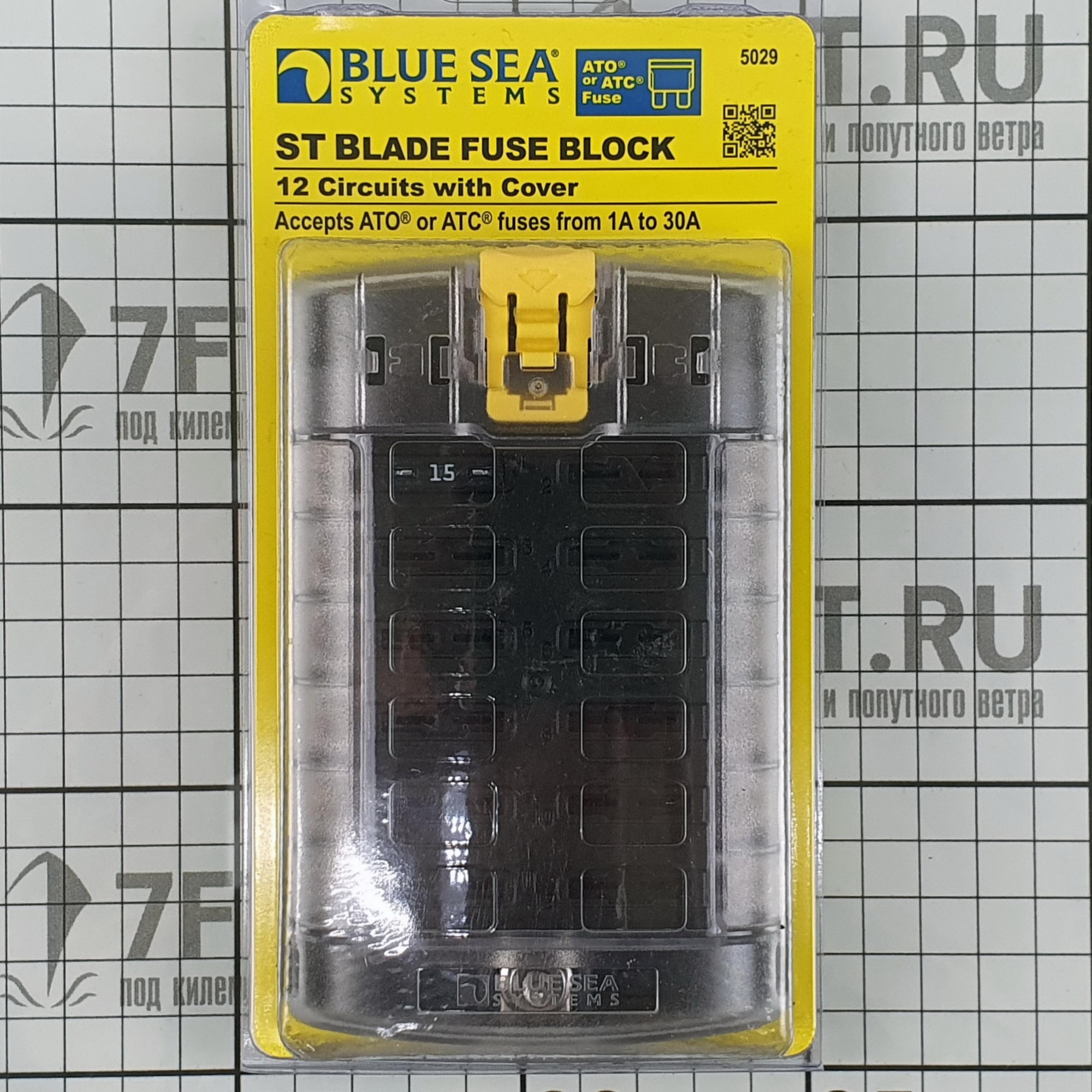 Блок предохранителей ATO/ATC Blue Sea ST-Blade 5029 32 В 30/100 А на 12 предохранителей с крышкой