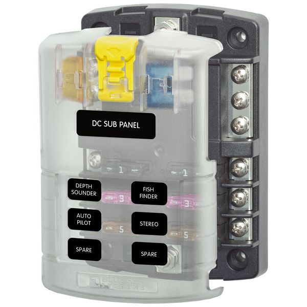 Блок предохранителей ATO/ATC Blue Sea ST-Blade 5025 32 В 30/100 А на 6 предохранителей с отрицательн