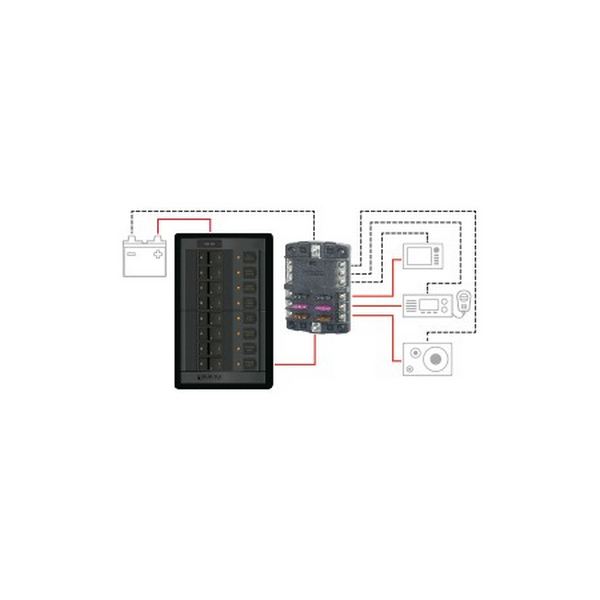 Блок предохранителей ATO/ATC Blue Sea ST-Blade 5028 32 В 30/100 А на 6 предохранителей с крышкой